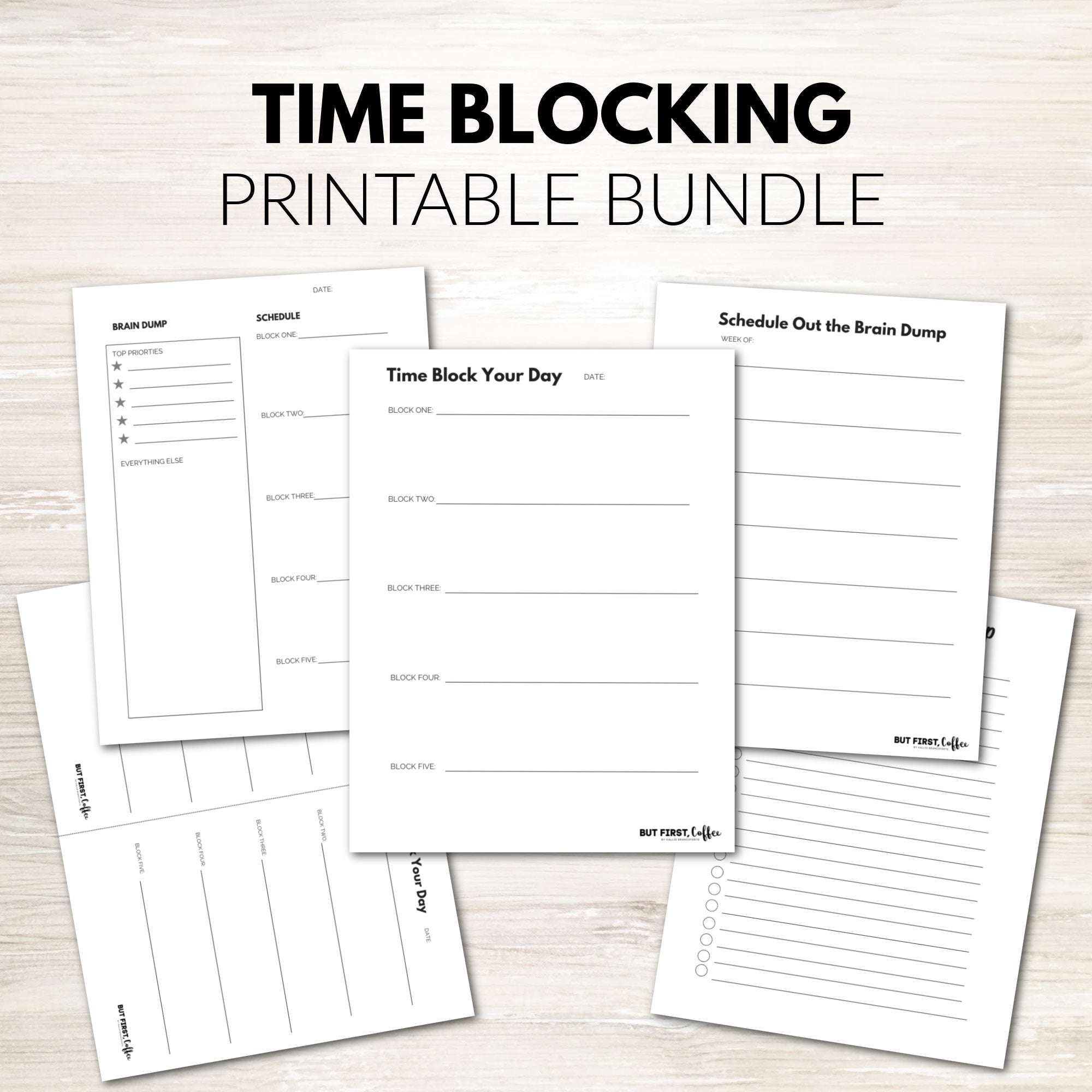 Time Blocking Printable Bundle - Print Ready PDF – Caffeinate and Conquer