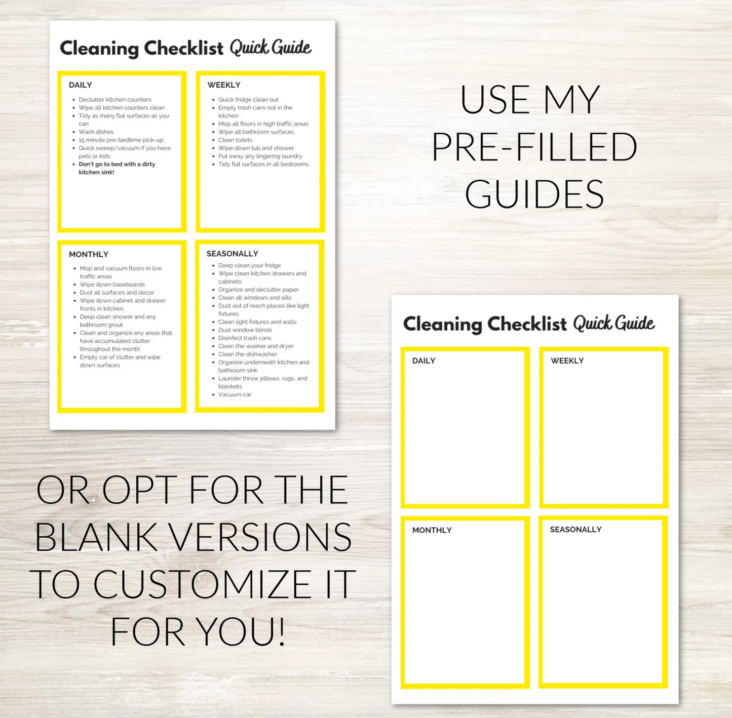 Cleaning Checklists and Schedules